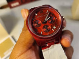 Michael Kors Runway Analog Chronograph Red Dial Red Steel Strap Watch for Women - MK7436