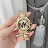 Michael Kors Slim Runway Analog Quartz Gold Dial Gold Steel Strap Watch For Women - MK3739