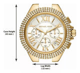 Michael Kors Camille Chronograph White Dial Gold Steel Strap Watch For Women - MK6994