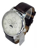 Guess Delancy Quartz White Dial Brown Leather Strap Watch For Men - W0870G1