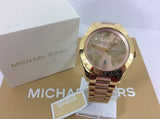 Michael Kors Layton Rose Gold Dial Gold Stainless Steel Strap Watch for Women - MK6476