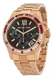 Michael Kors Everest Chronograph Black Dial Rose Gold Steel Strap Watch for Women - MK6972