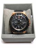 Guess Force Analog Black Dial Black Leather Strap Watch For Men - W0674G6