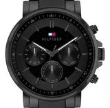 Tommy Hilfiger Tyson Chronograph Black Dial Black Steel Strap Watch For Men - 1710590