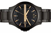 Armani Exchange Hampton Chronograph Black Dial Black Steel Strap Watch For Men - AX2413