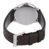 Calvin Klein Minimal Silver Dial Brown Leather Strap Watch for Men - K3M211G6