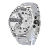 Diesel Mr. Daddy Chronograph Silver Dial Silver Steel Strap Watch For Men - DZ7421