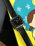 Tissot Lovely Square Quartz Diamonds Black Dial Jam Tangan Tali Kulit Hitam Untuk Wanita - T058.109.16.056.00
