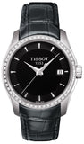 Tissot T Trend Couturier Diamonds Black Dial Black Leather Strap Watch for Women - T035.210.66.051.00