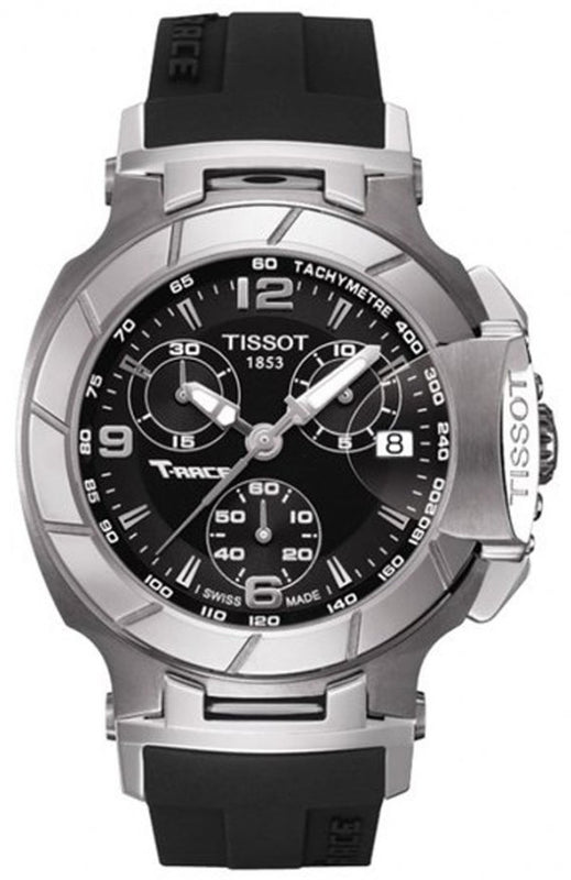 Tissot T Race Chronograph Black Dial Black Rubber Strap Watch for Women - T048.217.17.057.00