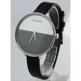 Calvin Klein Rise White Grey Dial Black Leather Strap Watch for Women - K7A231C3