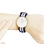 Daniel Wellington Classic Trinity White Dial Three Tone Nylon Strap Watch For Women - 0609DW