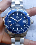 Tag Heuer Aquaracer Caliber 5 Automatic Blue Dial Silver Steel Strap Watch for Men - WAN2111.BA0822