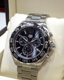 Tag Heuer Formula 1 Chronograph Black Dial Silver Steel Strap Watch untuk Pria - CAZ101H.BA0842