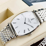 Longines La Grande Classique de Longines Tonneau White Dial Silver Steel Strap Watch untuk Wanita - L4.205.4.11.6