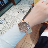 Michael Kors Runway Three Hand Crystal Pave Dial Pink Rubber Strap Watch For Women - MK6854