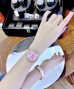 Swarovski Passage Chrono Pink Dial Pink Leather Strap Watch for Women