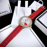 Swarovski Lovely Crystals Analog White Dial Red Leather Strap Watch for Women - 5297584