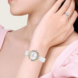 Swarovski Lovely Crystals Mother of Pearl Dial White Leather Strap Watch for Women - 5242904