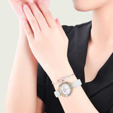 Swarovski Lovely Crystals Mother of Pearl Dial White Leather Strap Watch for Women - 5242904