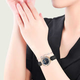 Swarovski Lovely Crystals Analog Black Dial Black Leather Strap Watch for Women - 5301877