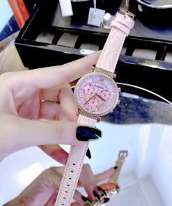 Swarovski Passage Chrono Pink Dial Pink Leather Strap Watch for Women