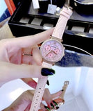 Swarovski Passage Chrono Pink Dial Pink Leather Strap Watch for Women - 5580352