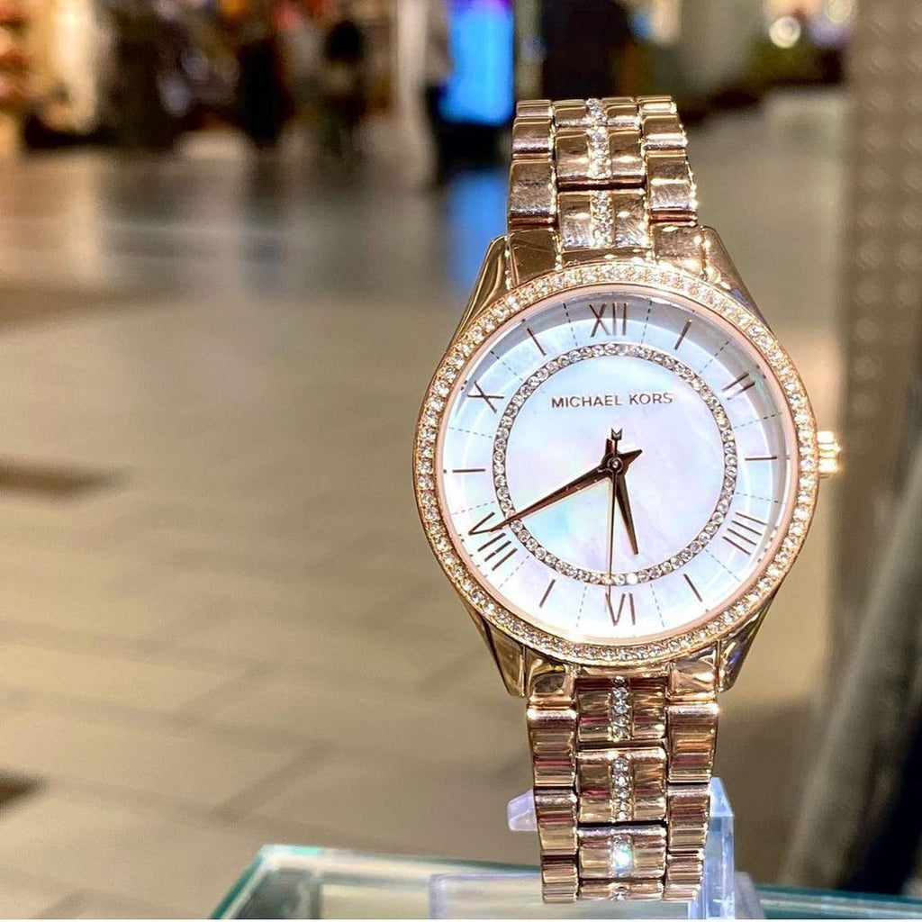 Michael Kors Lauryn Mother of Pearl Dial Rose Gold Steel Strap 