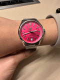 Tag Heuer Carrera Date Automatic 18K Pink Dial Silver Steel Strap Watch for Women - WBN2313.BA0001