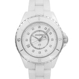 Chanel J12 Quartz Diamonds White Dial White Steel Strap Watch for Women - J12 H5703