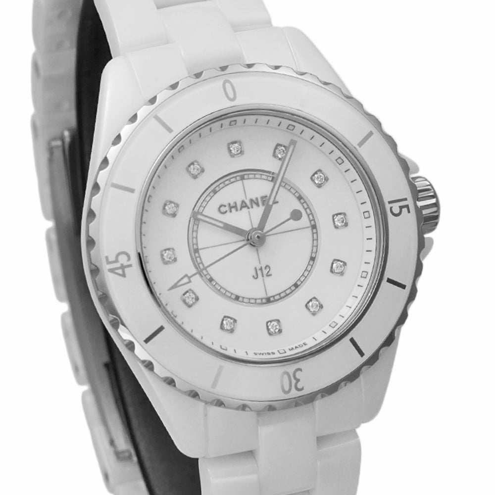 Chanel 38 Mm White Ceramic And Diamond Watch Auction