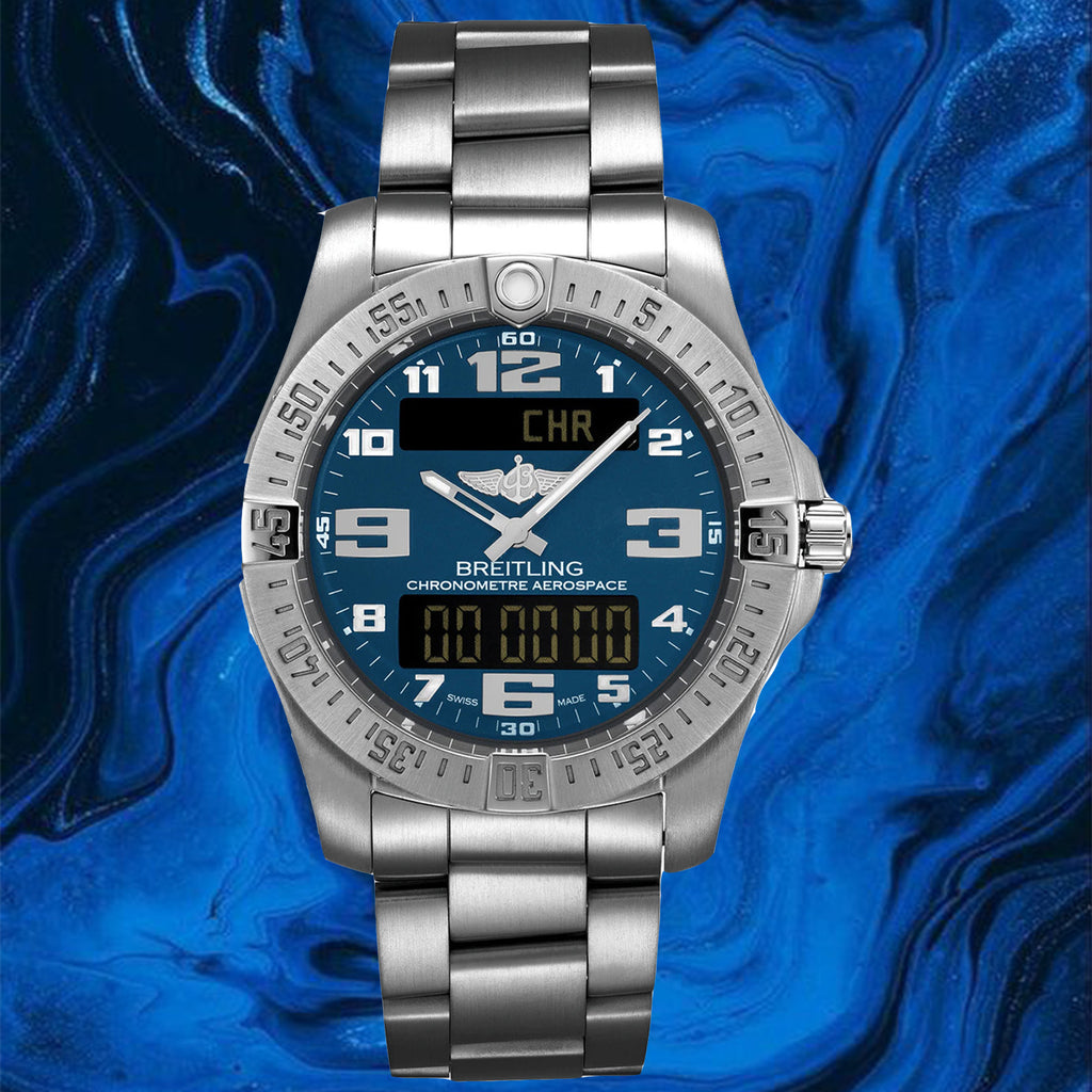 Breitling Aerospace Evo Blue Dial Silver Steel Strap Watch for Men