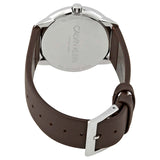 Calvin Klein Minimal Silver Dial Brown Leather Strap Watch for Men - K3M221G6