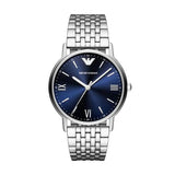 Emporio Armani Kappa Quartz Blue Dial Silver Steel Strap Watch For Men - AR80010