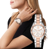 Michael Kors Bradshaw Chronograph White Dial Two Tone Steel Strap Watch For Women - MK7258