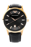 Emporio Armani Renato Quartz Black Dial Black Leather Strap Watch For Men - AR2425