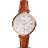 Fossil Jacqueline White Dial Brown Leather Strap Watch for Women - ES3842