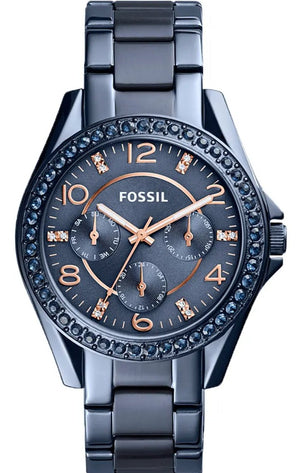 Fossil Riley Quartz Blue Dial Blue Steel Strap Watch for Women - ES4294