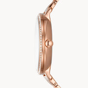 Fossil Jacqueline Analog Moonphase Mother of Pearl White Dial Rose Gold Steel Strap Watch for Women - ES5165