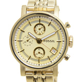 Fossil Boyfriend Chronograph Gold Dial Gold Steel Strap Watch for Women - ES2197