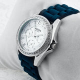 Fossil Riley White Dial Blue Leather Strap Watch for Women - ES3464