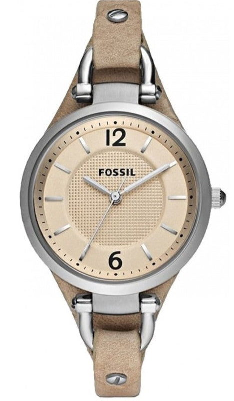 Fossil Georgia Bone Grey Dial Beige Leather Strap Watch for Women - ES2830