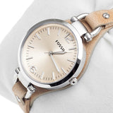 Fossil Georgia Bone Grey Dial Beige Leather Strap Watch for Women - ES2830