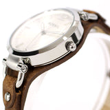 Fossil Georgia White Dial Brown Leather Strap Watch for Women - ES3060