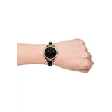 Fossil Georgia Black Dial Black Leather Strap Watch for Women - ES3148