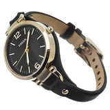 Fossil Georgia Black Dial Black Leather Strap Watch for Women - ES3148