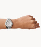 Fossil Riley Multifunction Silver Dial Silver Steel Strap Watch for Women - ES3202