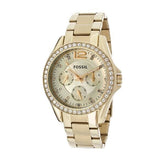 Fossil Riley Gold Dial Gold Steel Strap Watch for Women - ES3203