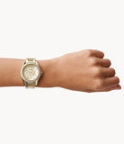 Fossil Riley Gold Dial Gold Steel Strap Watch for Women - ES3203