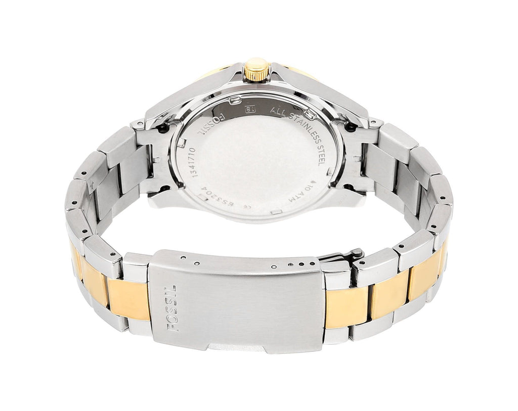 Steel Two White Strap Riley Watch Fossil for Women Dial Tone